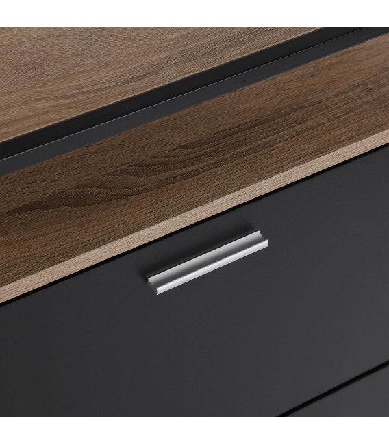 Mueble Zapatero en Metal Negro y Roble Tostado Mdmhogar3