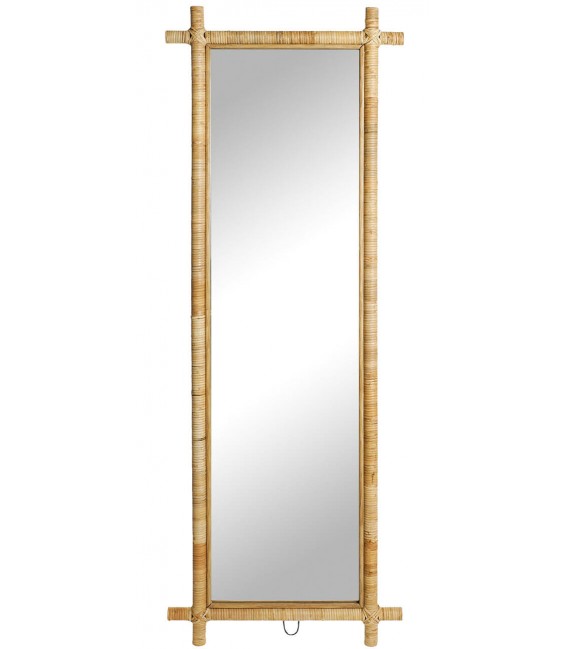 Espejo Rectangular de Ratán Natural Trenzado a Mano Mdmhogar