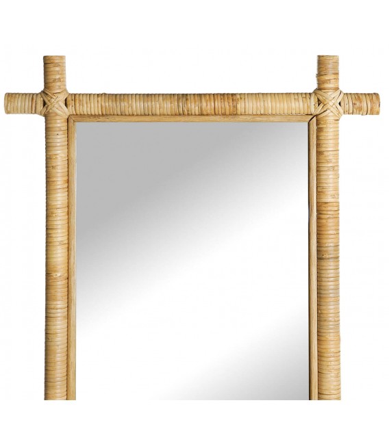 Espejo Rectangular de Ratán Natural Trenzado a Mano Mdmhogar2