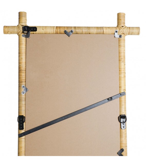 Espejo Rectangular de Ratán Natural Trenzado a Mano Mdmhogar4