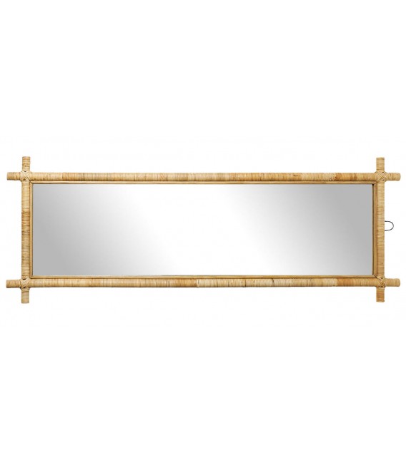 Espejo Rectangular de Ratán Natural Trenzado a Mano Mdmhogar1