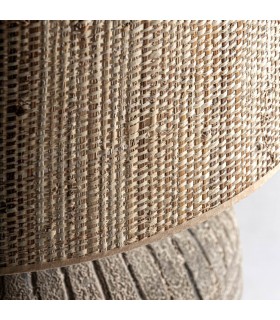 Lámpara de Sobremesa XL Artesanal en Cerámica Gris y Yute Mdmhogar1