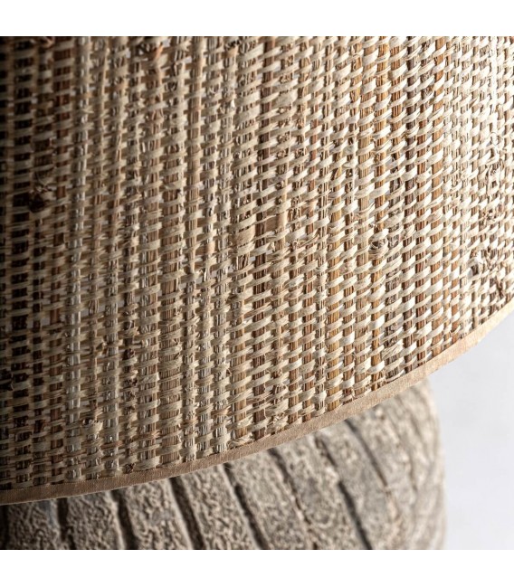 Lámpara de Sobremesa XL Artesanal en Cerámica Gris y Yute Mdmhogar1