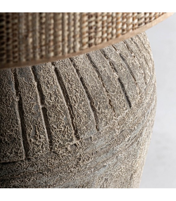 Lámpara de Sobremesa XL Artesanal en Cerámica Gris y Yute Mdmhogar2