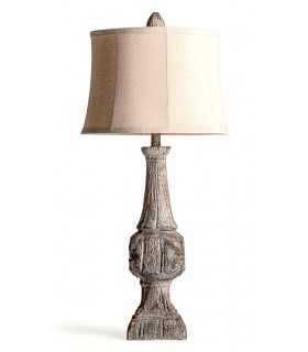 Lámpara de Sobremesa Alta en Resina Imitación Madera Tallada Antigua Mdmhogar