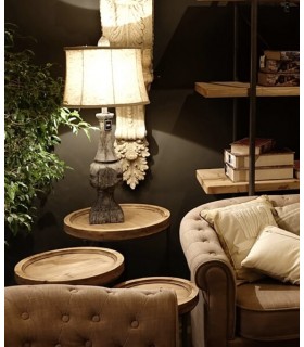 Lámpara de Sobremesa Alta en Resina Imitación Madera Tallada Antigua Mdmhogar1