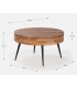 Mesa de Centro Redonda en Madera de Acacia y Metal Mdmhogar1