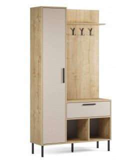 Mueble de Entrada Multifuncional en Roble y Crema Mdmhogar1