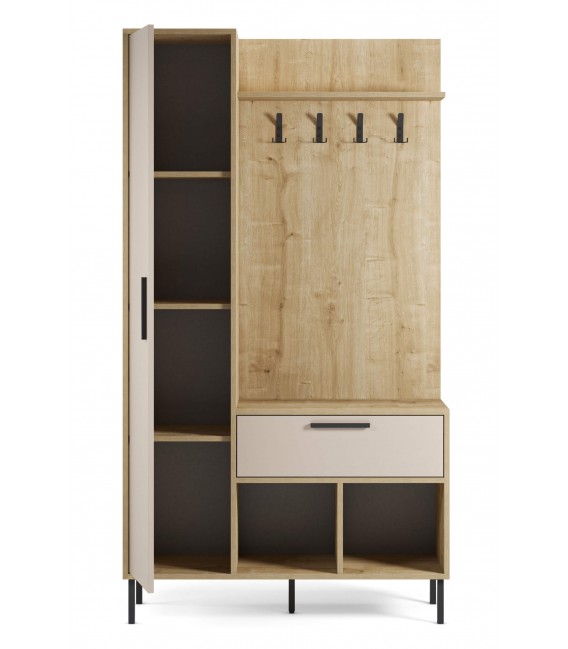 Mueble de Entrada Multifuncional en Roble y Crema Mdmhogar3