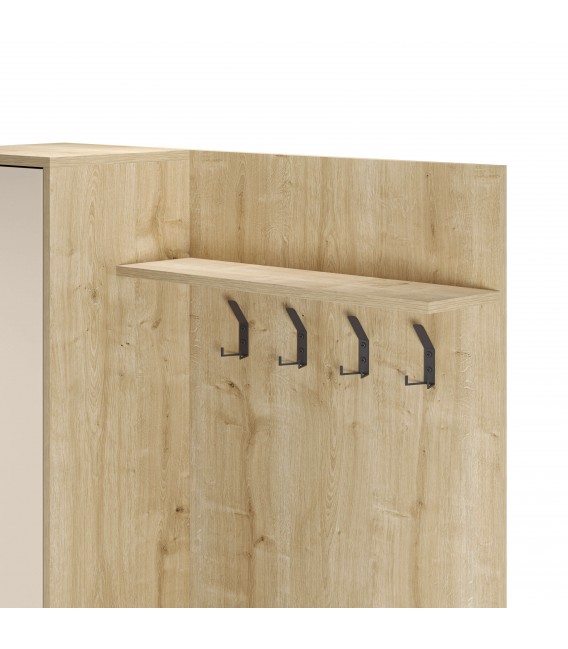 Mueble de Entrada Multifuncional en Roble y Crema Mdmhogar5