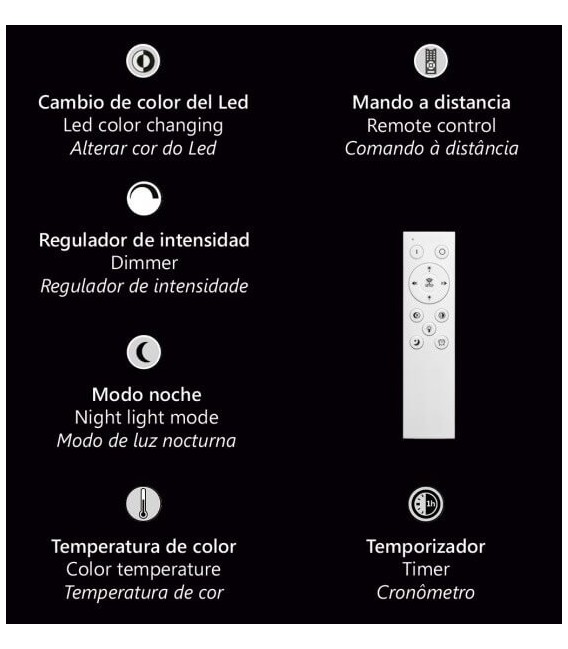 Plafón de Techo Redondo LED en Metal Blanco y Roble Natural Mdmhogar12