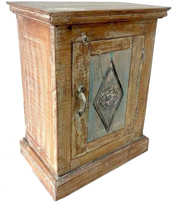 Mesita de Noche Antigua en Madera Maciza Tallada a Mano Mdmhogar