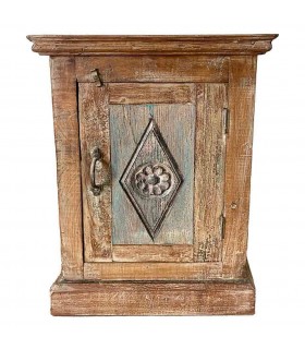 Mesita de Noche Antigua en Madera Maciza Tallada a Mano Mdmhogar1