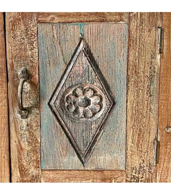 Mesita de Noche Antigua en Madera Maciza Tallada a Mano Mdmhogar3