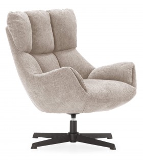 Butaca Giratoria de Estilo Contemporáneo en Chenilla Beige Mdmhogar