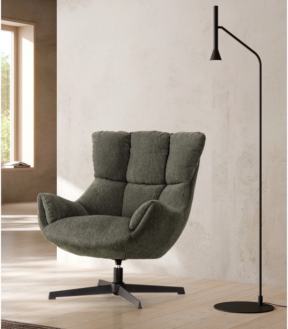 Butaca Giratoria de Estilo Contemporáneo en Chenilla Verde Mdmhogar