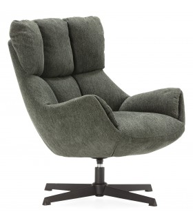 Butaca Giratoria de Estilo Contemporáneo en Chenilla Verde Mdmhogar1