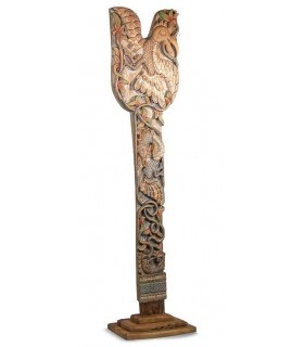 Figura Decorativa Tipo Tótem en Madera de Teca Policromada Mdmhogar