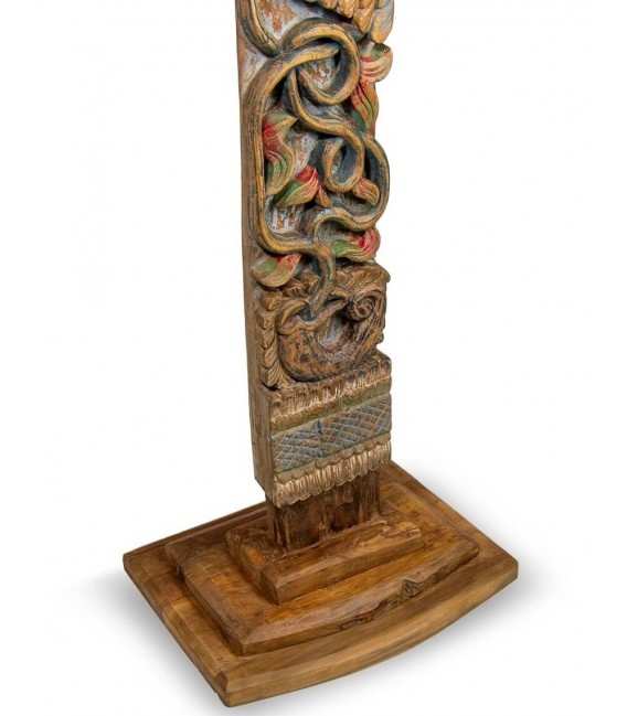 Figura Decorativa Tipo Tótem en Madera de Teca Policromada Mdmhogar3