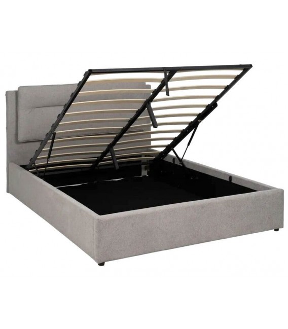 Cama Completa Tapizada en Chenilla Gris Claro con Canapé Arcón Mdmhogar1