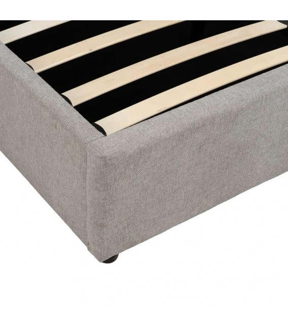 Cama Completa Tapizada en Chenilla Gris Claro con Canapé Arcón Mdmhogar3