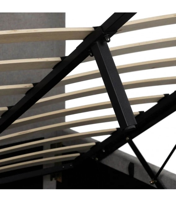 Cama Completa Tapizada en Chenilla Gris Claro con Canapé Arcón Mdmhogar4