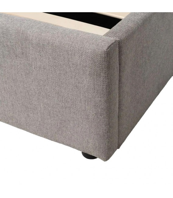 Cama Completa Tapizada en Chenilla Gris Claro con Canapé Arcón Mdmhogar6