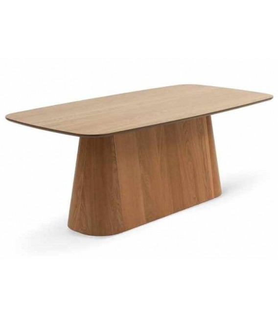 Mesa de Comedor Rectangular Grande en Madera de Abeto Roble Tostado Mdmhogar