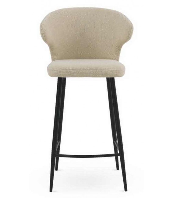 Taburete para Barra en Chenilla Beige y Metal Negro Mdmhogar2