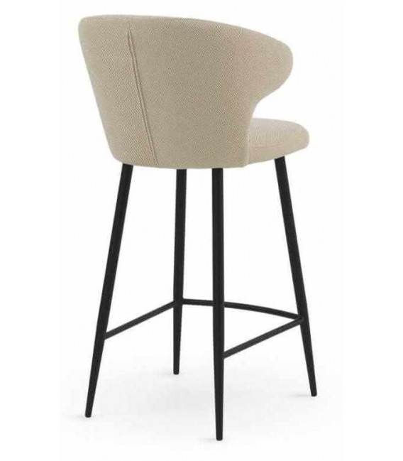 Taburete para Barra en Chenilla Beige y Metal Negro Mdmhogar4