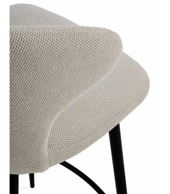Taburete para Barra en Chenilla Beige y Metal Negro Mdmhogar5