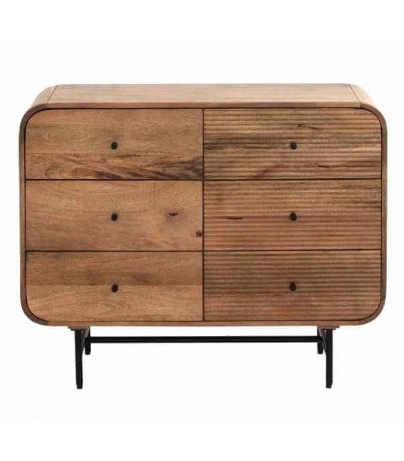 Cómoda de Madera Maciza de Mango con 6 Cajones Mdmhogar1