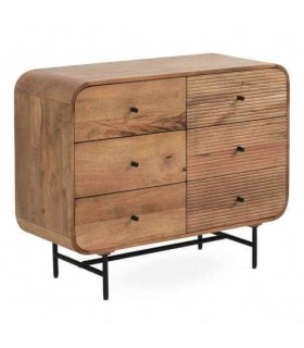 Cómoda de Madera Maciza de Mango con 6 Cajones Mdmhogar