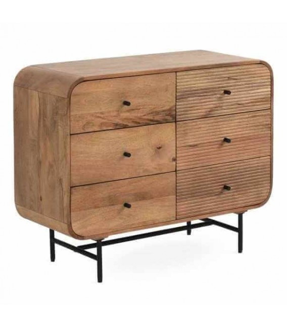 Cómoda de Madera Maciza de Mango con 6 Cajones Mdmhogar