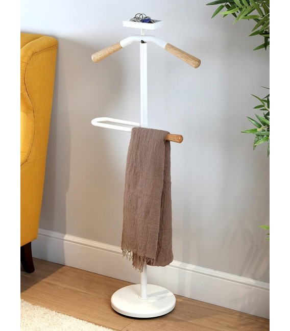 GALAN DE NOCHE 44 X 25 X 108 PIGÜINO MADERA Y METAL BLANCO