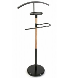 Galán de Noche en Metal Negro y Madera Natural Mdmhogar