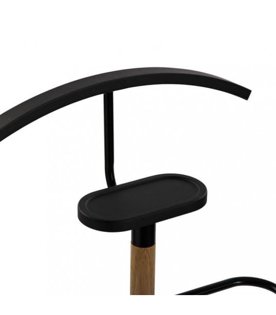 Galán de Noche en Metal Negro y Madera Natural Mdmhogar3