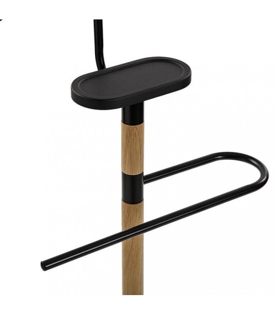 Galán de Noche en Metal Negro y Madera Natural Mdmhogar4