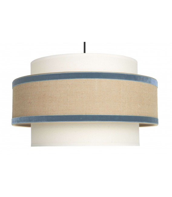 Lámpara de Techo Doble Pantalla en Textil y Terciopelo Azul Mdmhogar1