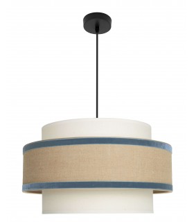 Lámpara de Techo Doble Pantalla en Textil y Terciopelo Azul Mdmhogar