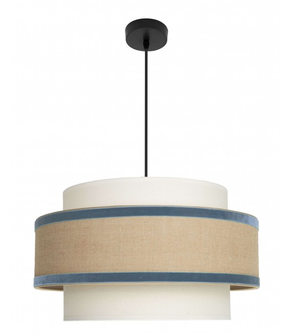 Lámpara de Techo Doble Pantalla en Textil y Terciopelo Azul Mdmhogar