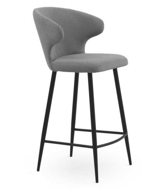 Taburete para Barra en Chenilla Gris y Metal Negro Mdmhogar