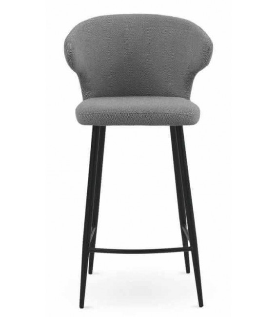 Taburete para Barra en Chenilla Gris y Metal Negro Mdmhogar2