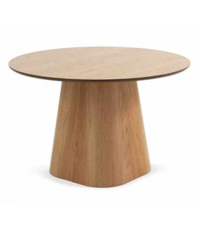 Mesa de Comedor Redonda Grande en Madera de Abeto Roble Tostado Mdmhogar