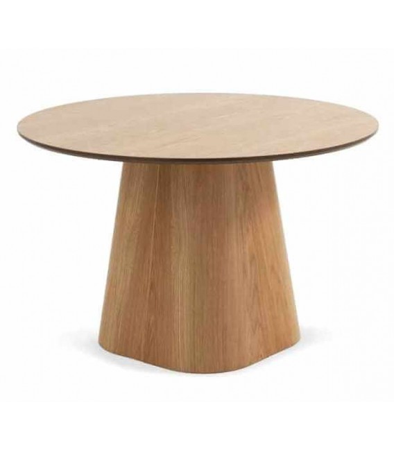 Mesa de Comedor Redonda Grande en Madera de Abeto Roble Tostado Mdmhogar