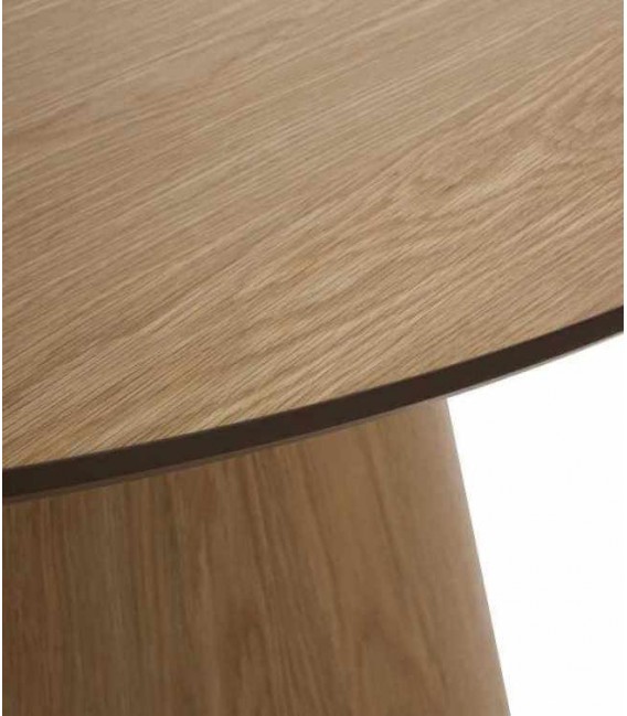 Mesa de Comedor Redonda Grande en Madera de Abeto Roble Tostado Mdmhogar3