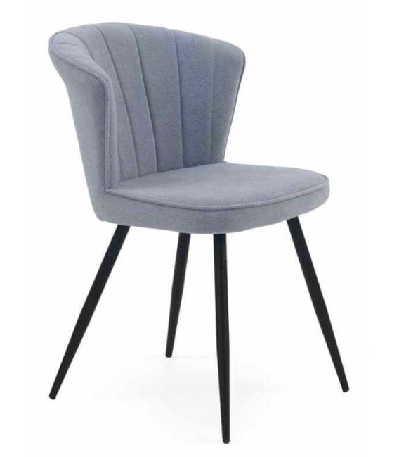 Silla de Comedor en Chenilla Celeste y Metal Negro Mdmhogar