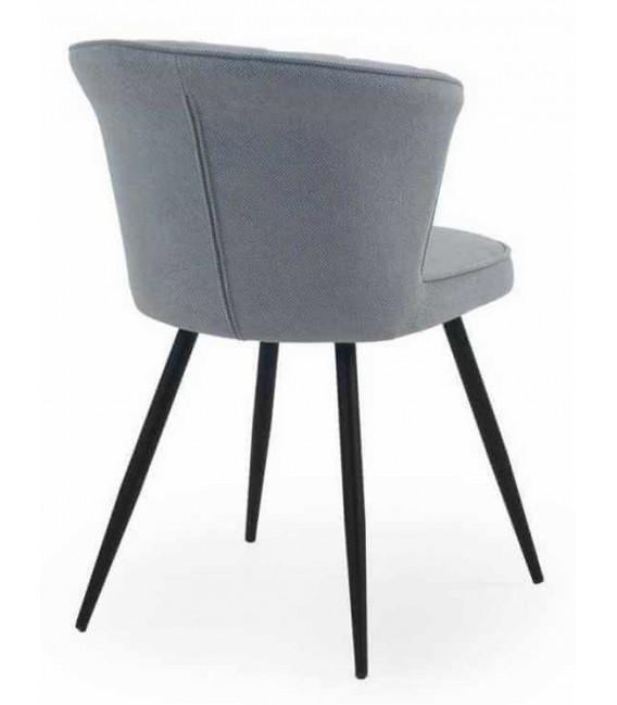 Silla de Comedor en Chenilla Celeste y Metal Negro Mdmhogar3