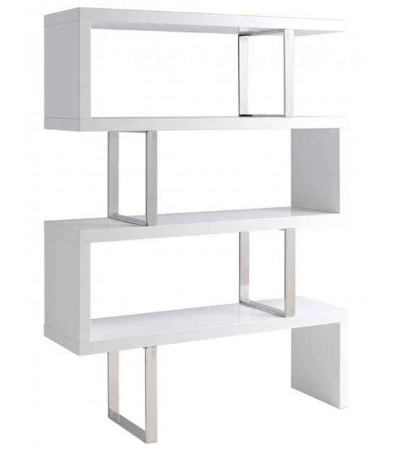 Estantería Moderna en MDF Blanco y Acero Cromado Mdmhogar2