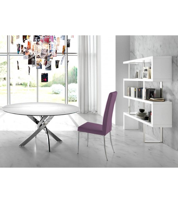 Estantería Moderna en MDF Blanco y Acero Cromado Mdmhogar3